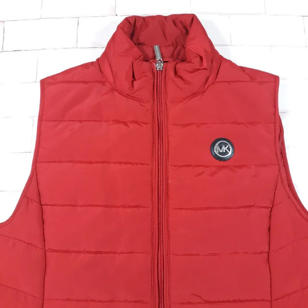 Michael Kors Puffer Vest Womens Size Small Full‎ Zip Red Polyester